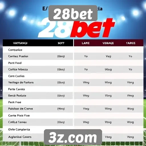 Comparação do 28bet com concorrentes do mercado